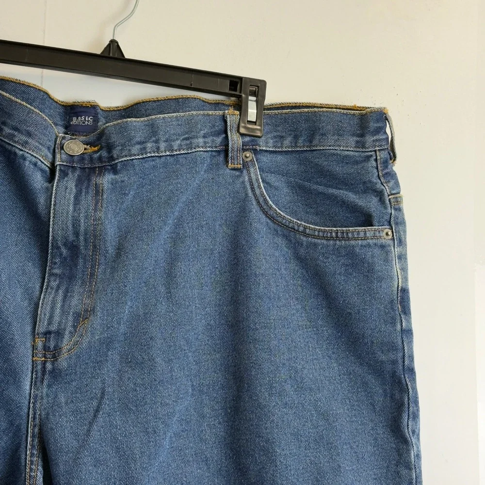 Basic Editions Mens Size 50 Denim Shorts Blue Medium Wash 100%‎ Cotton 10 Inseam